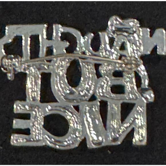 Naughty But Nice Christmas Enamel Pin Red & Silver Holiday Brooch CP121 - Picture 3 of 3